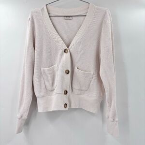AYR The Waffle Cone Cardigan Button Front White Size Small